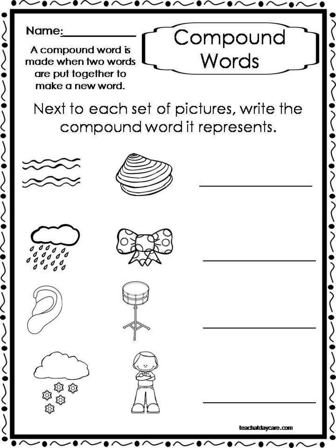 10 Printable Compound Word Worksheets 1st 2nd Grade ELA Worksheets Etsy New Zealand