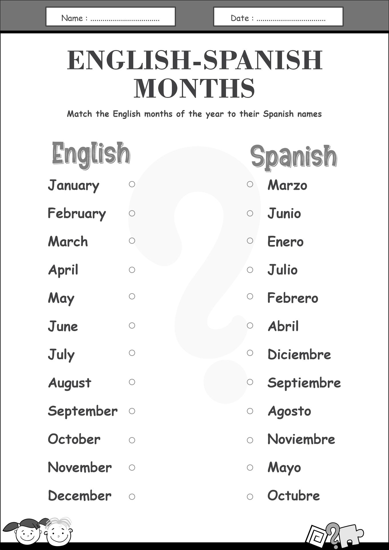 17 English And Spanish Worksheet Family Free PDF At Worksheeto