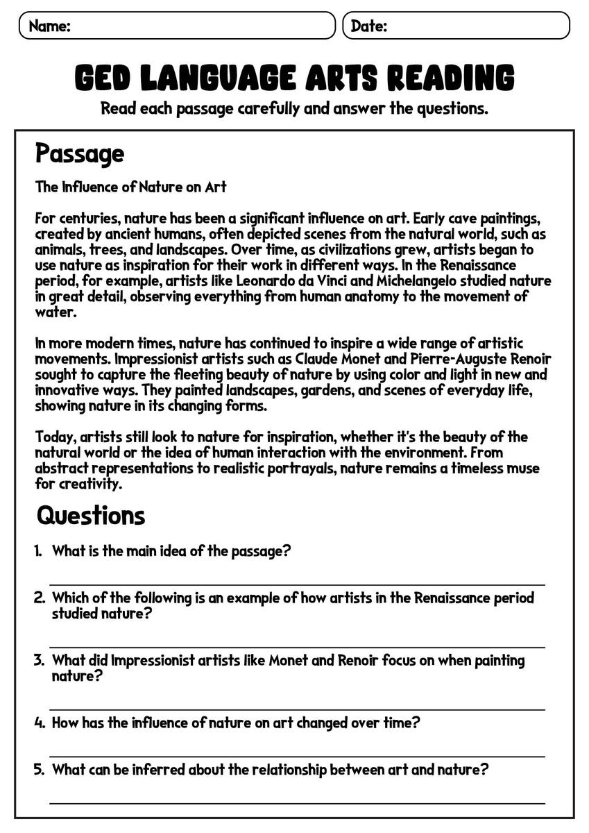 11 GED Reading Comprehension Worksheets Free PDF At Worksheeto 11 GED Reading Comprehension Worksheets Free PDF At Worksheeto