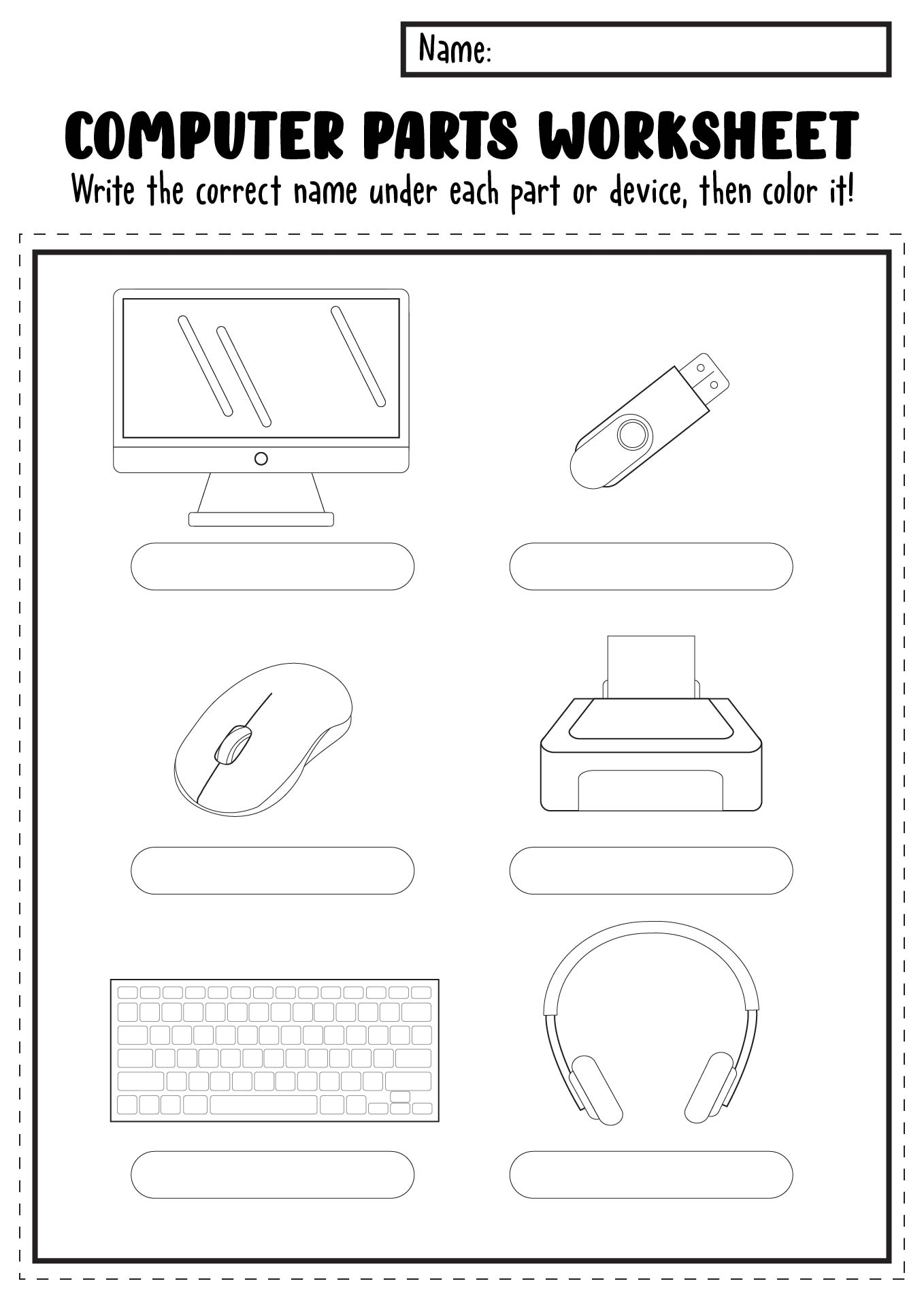 Free Printable Computer Parts Worksheets For Kids ESL 7ESL