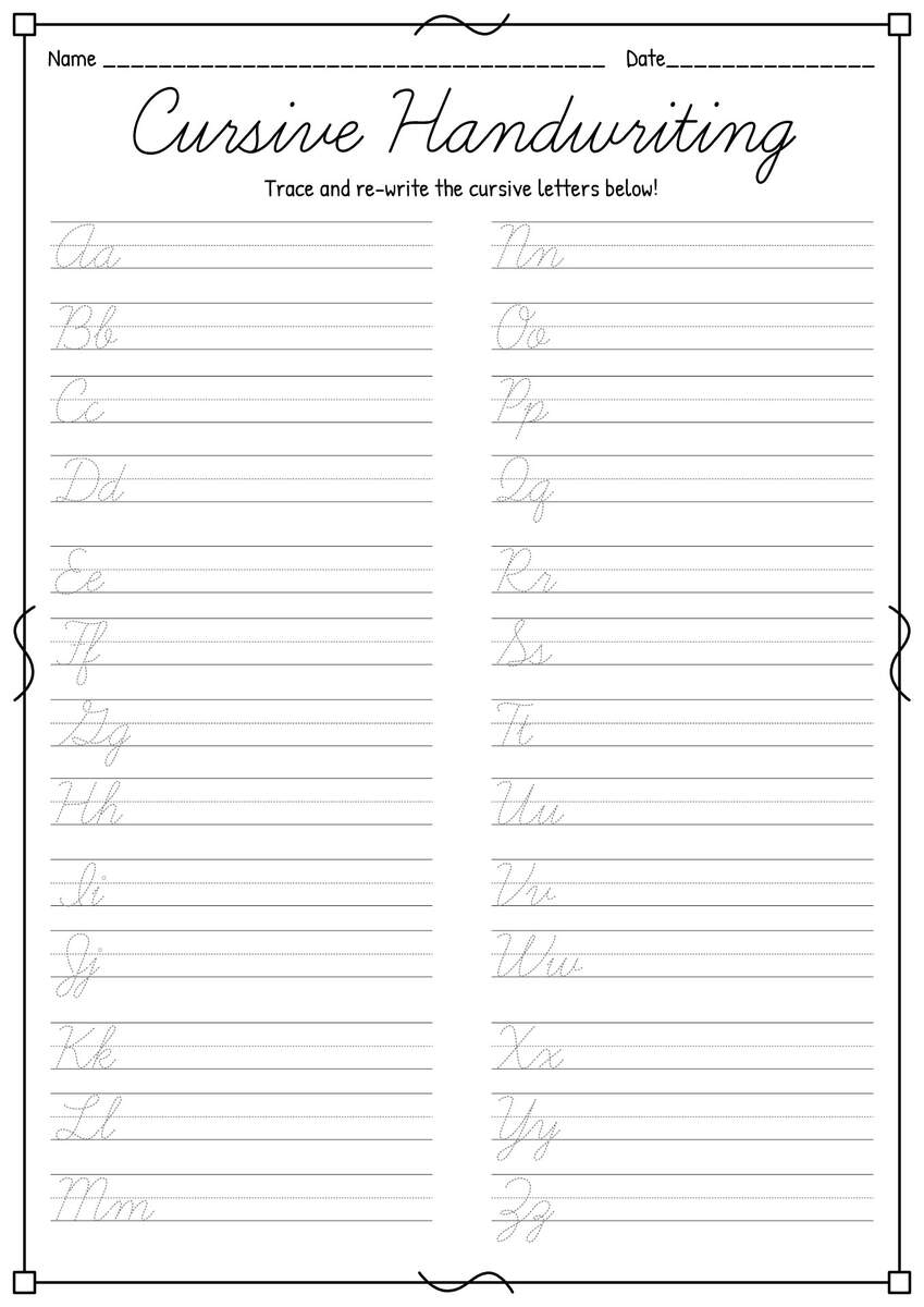 Printable Cursive Handwriting Worksheets Practice Letters Free Printables Lettering SVG Files Tools Apps