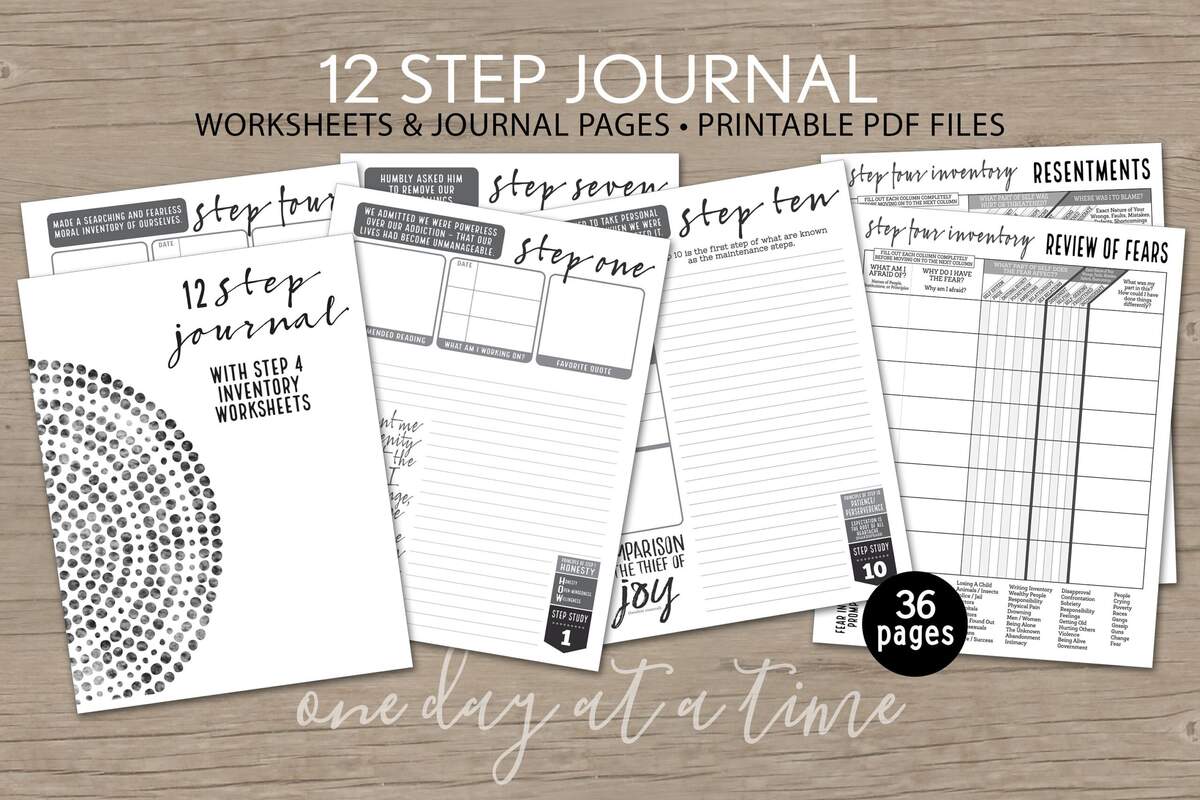 12 Step Journal Plus Step 4 Worksheets Step 10 Inventory AA NA Al anon Addiction Sobriety Recovery Instant Download 8 5x11 Printable PDF Etsy