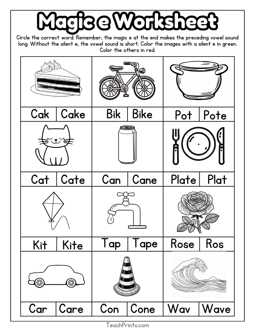 13 Magic E Worksheets Free PDF Printables Teach Prints CVCE Words Superstar Worksheets