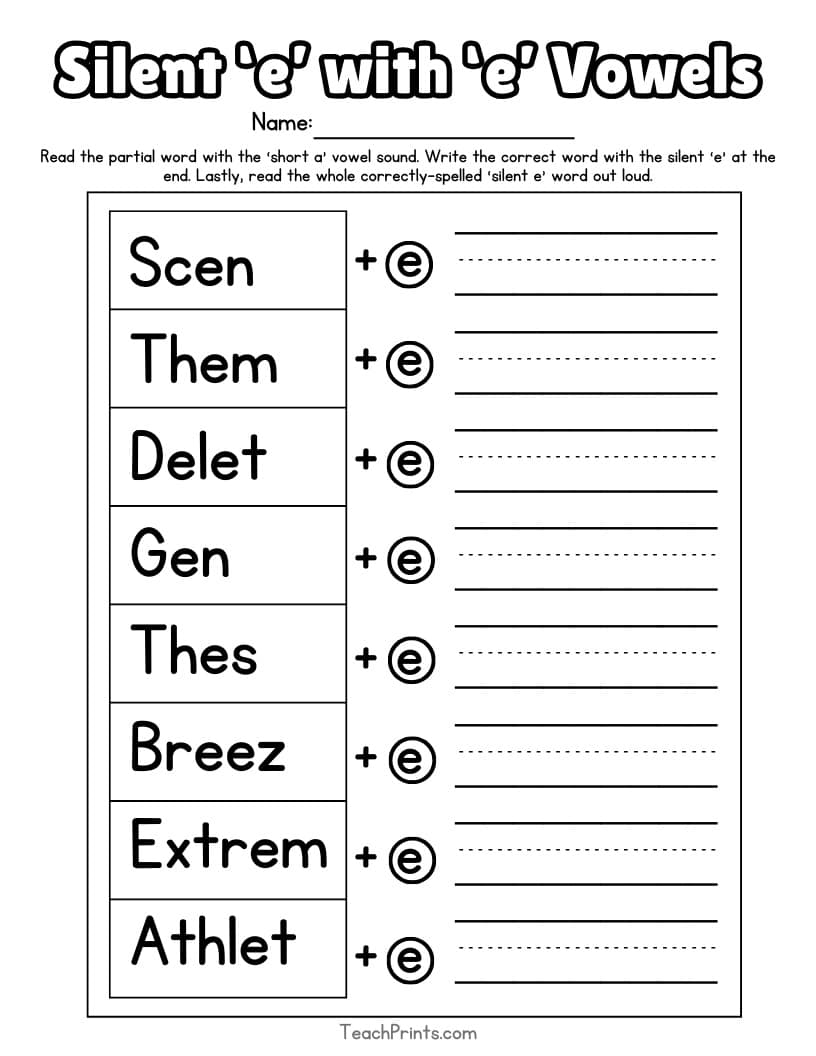 Silent E Worksheets Free Printables Literacy Learn