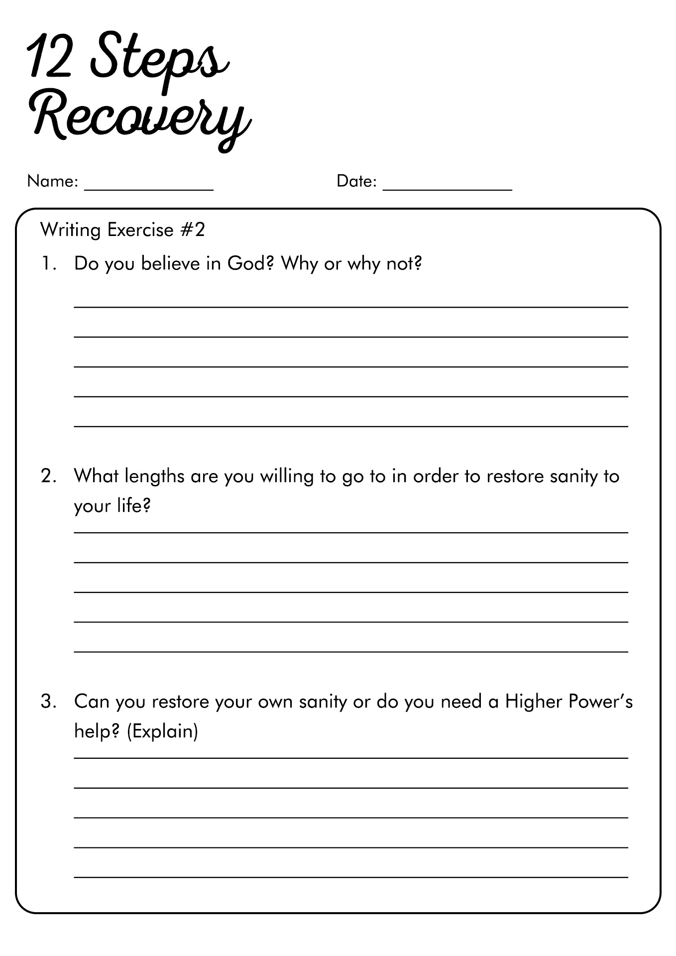 15 12 Step Recovery Worksheets Free PDF At Worksheeto 15 12 Step Recovery Worksheets Free PDF At Worksheeto