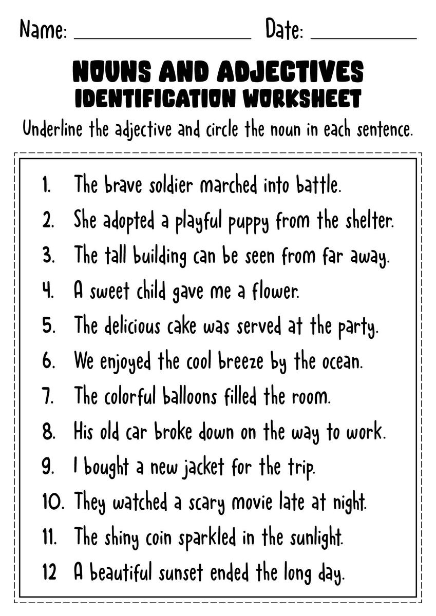 15 Nouns And Adjectives Worksheets Free PDF At Worksheeto 15 Nouns And Adjectives Worksheets Free PDF At Worksheeto