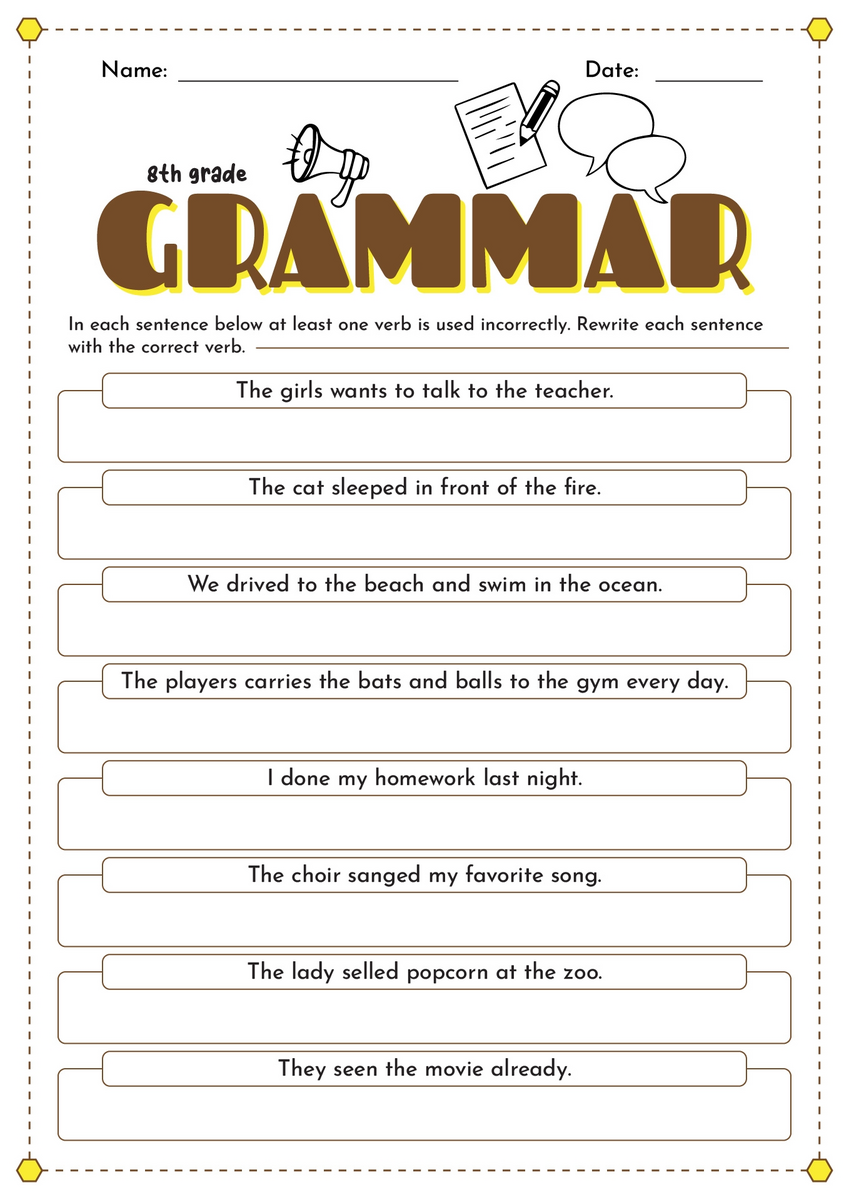 Free Printable 8th Grade Math Worksheet Templates Canva