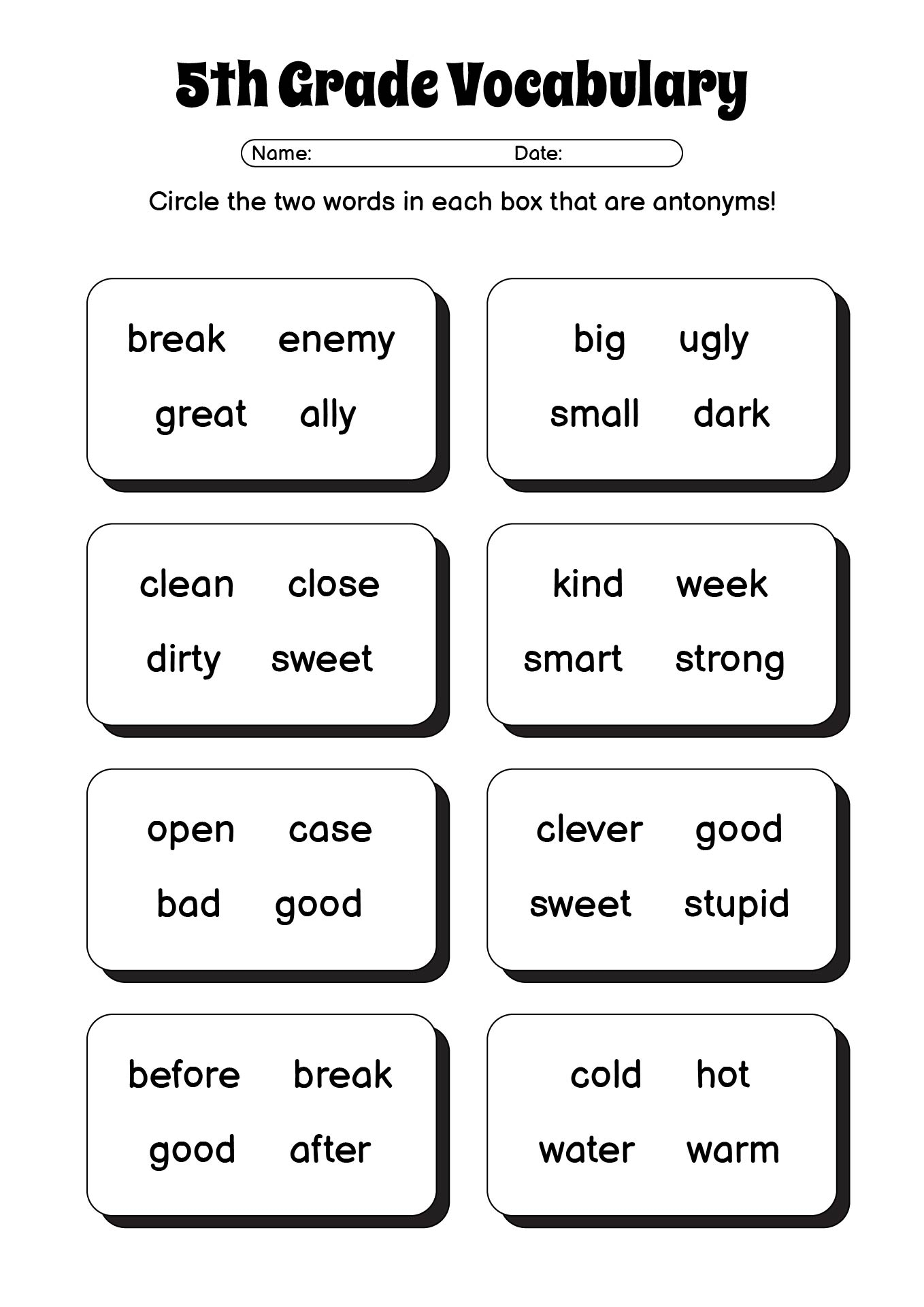 18 5th Grade Vocabulary Worksheets Printable Free PDF At Worksheeto