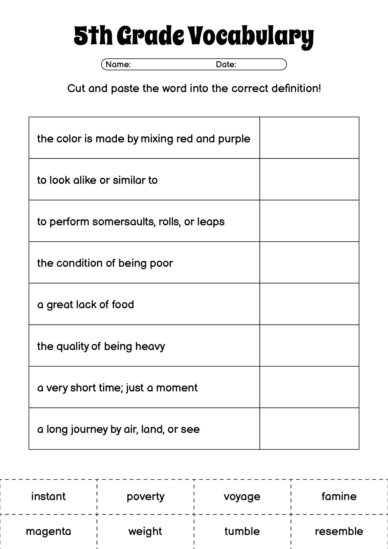 18 5th Grade Vocabulary Worksheets Printable Free PDF At Worksheeto