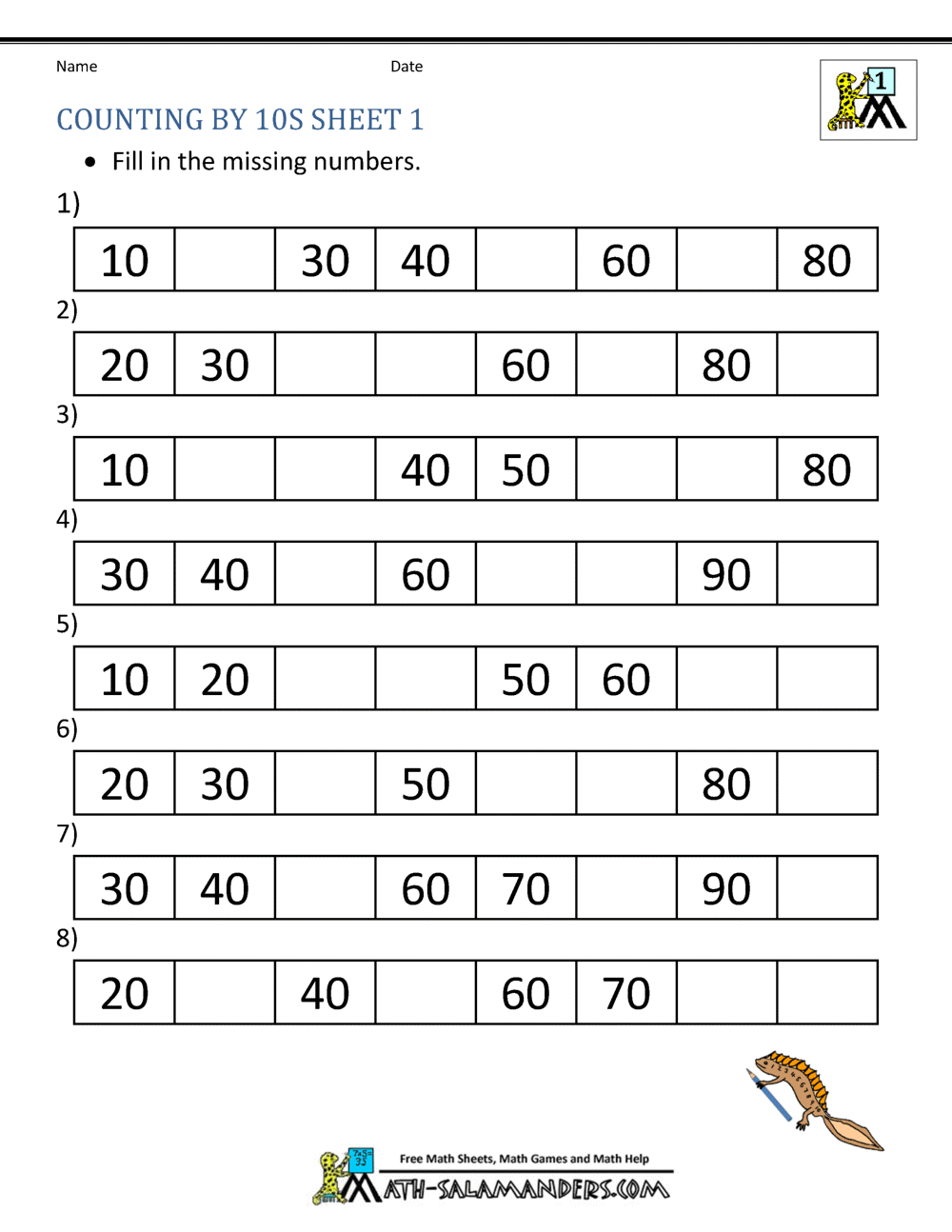 1st Grade Math Worksheets Counting By 1s And 10s 1st Grade Math Worksheets Counting By 1s And 10s