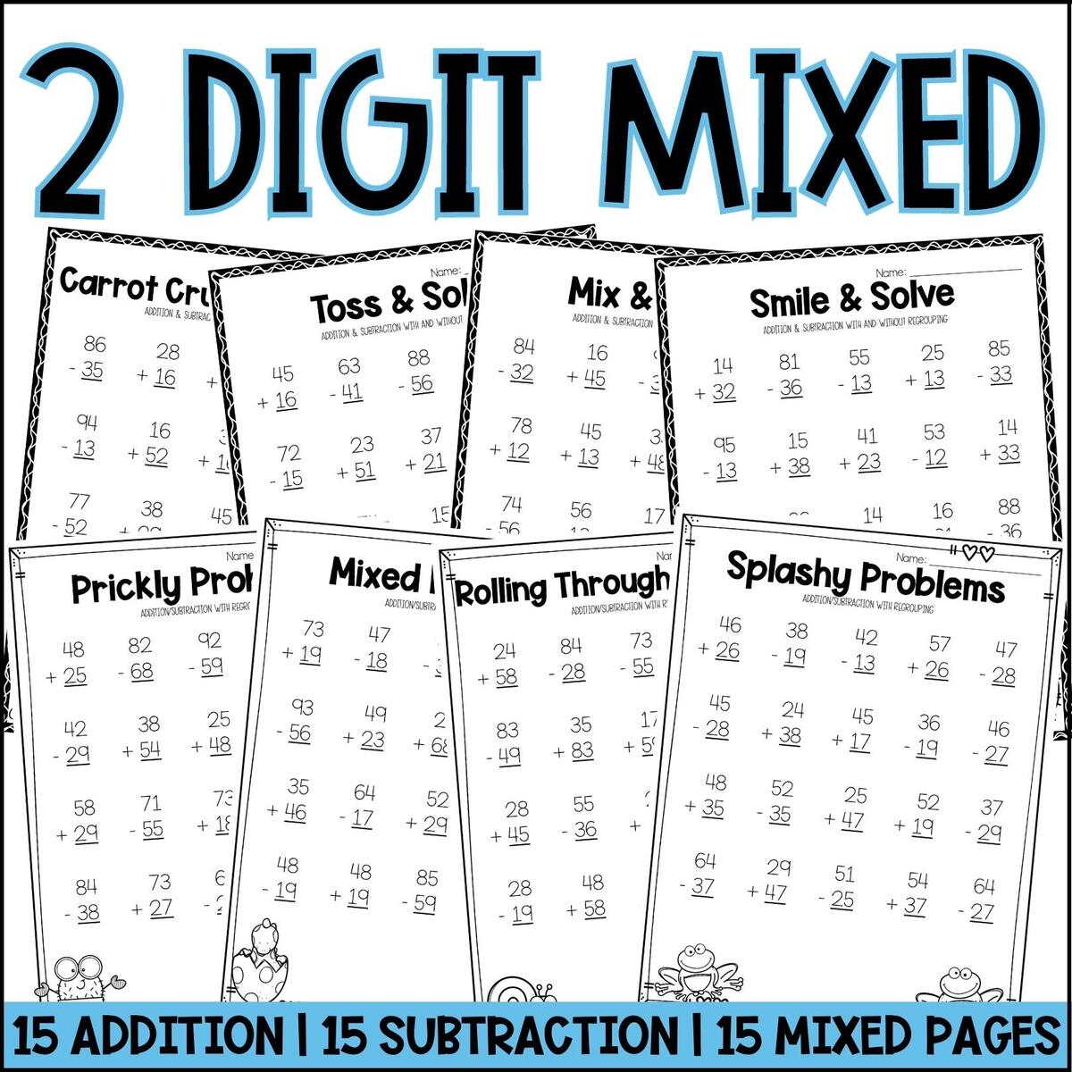 2 And 3 Digit Addition And Subtraction Worksheets BUNDLE The Mountain Teacher 2 And 3 Digit Addition And Subtraction Worksheets BUNDLE The Mountain Teacher
