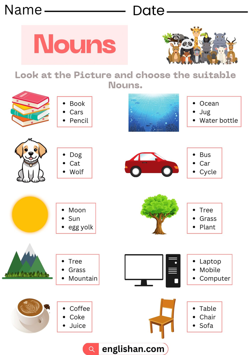 Verbs And Nouns Worksheet Free Printable Digital PDF