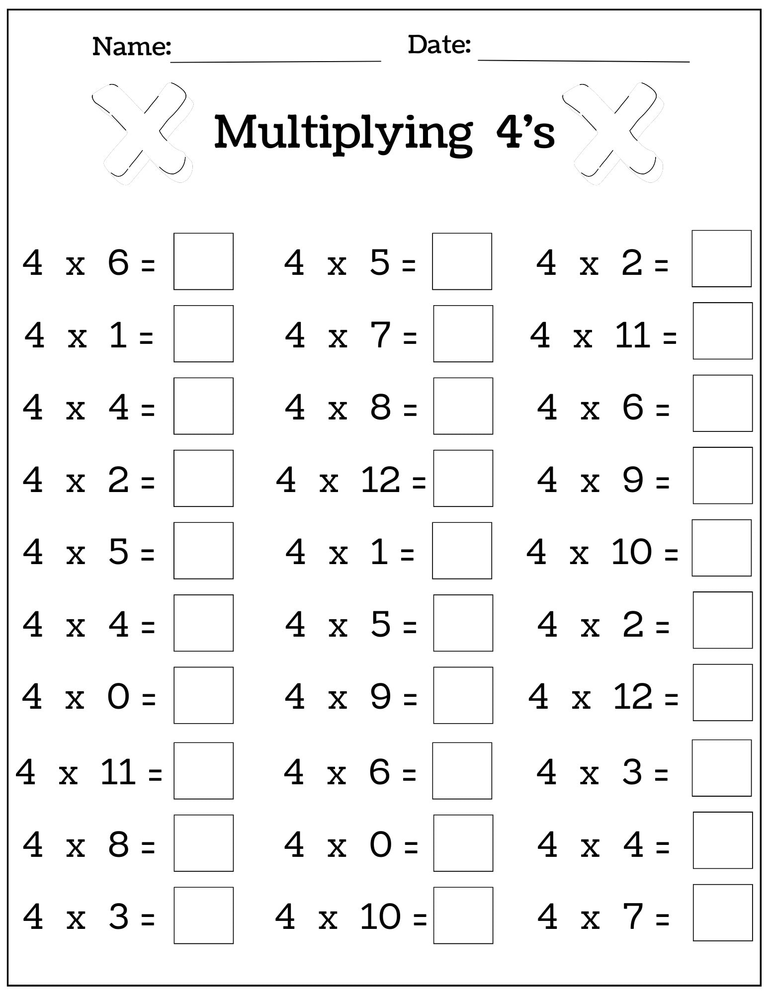 24 Printable Multiplication Worksheets Fill In The Blanks Single Digit Multiplication Numbers 1 12 Etsy Sweden
