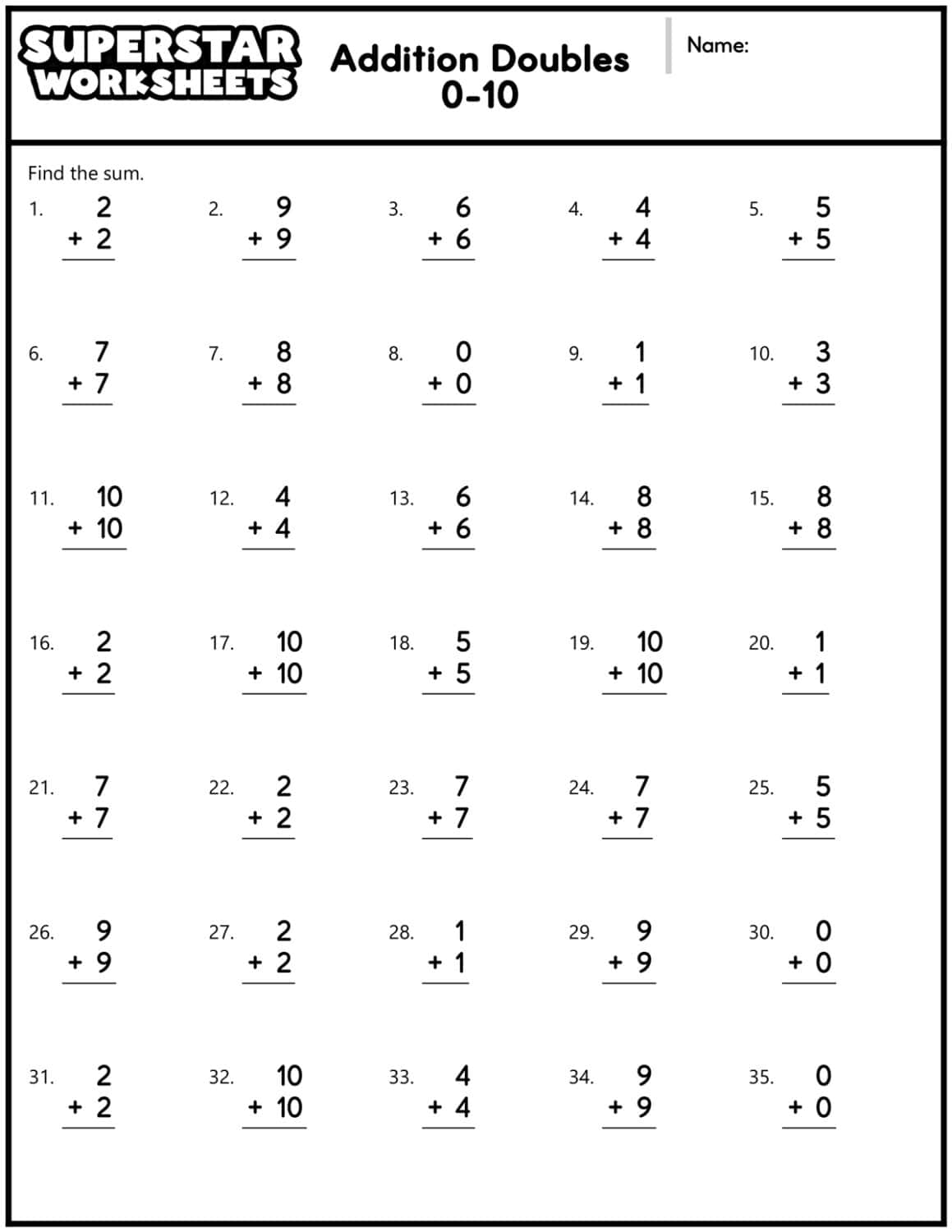 Free Printable Addition Worksheet For Second Grade