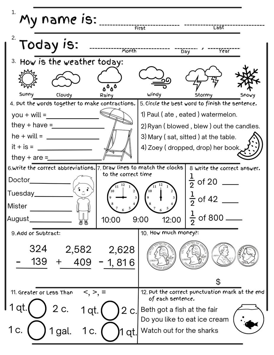 2nd Grade Summer Review Worksheets Math Language Digital Download Etsy 2nd Grade Summer Review Worksheets Math Language Digital Download Etsy