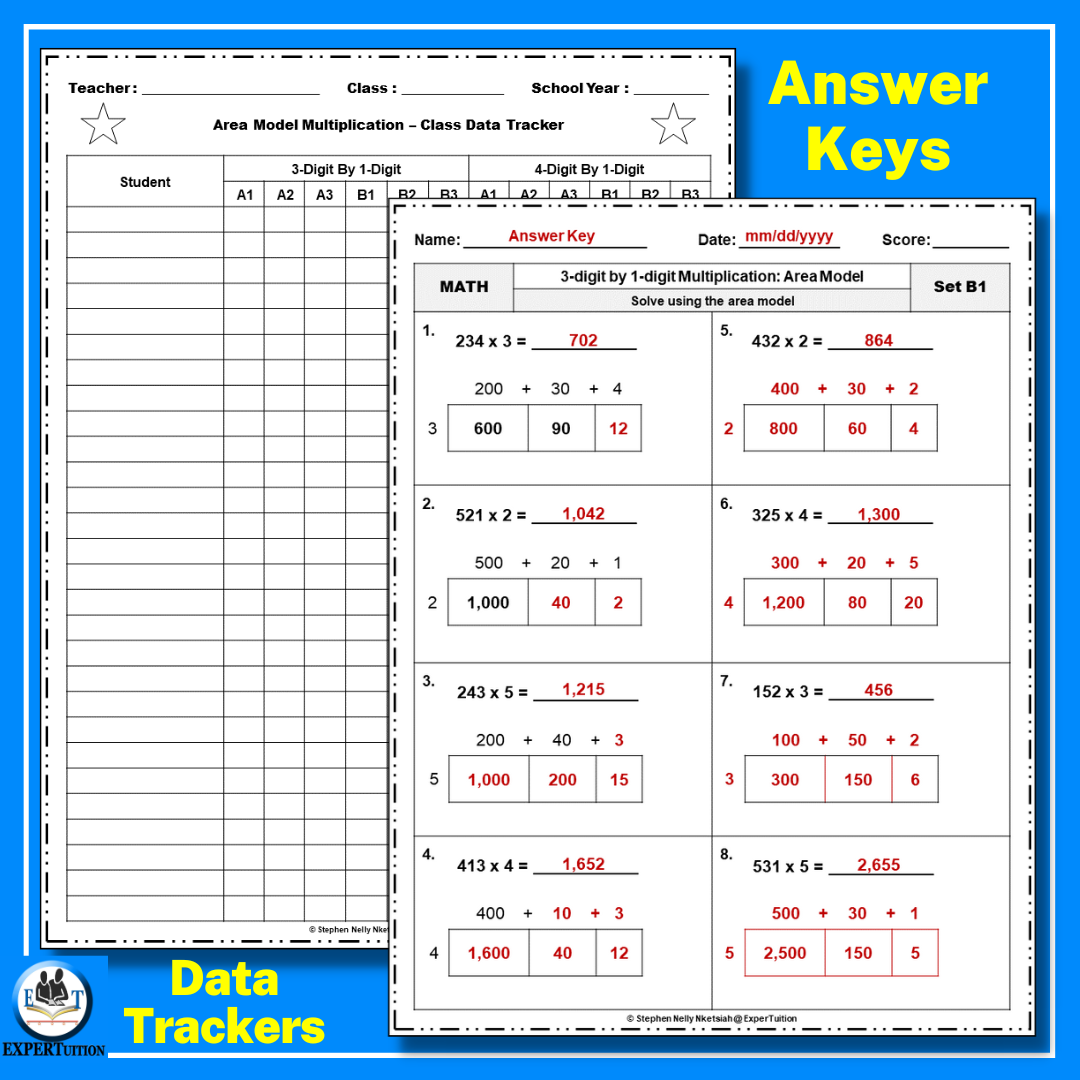 3 Digit By 1 Digit Area Model Multiplication Worksheets Made By Teachers 3 Digit By 1 Digit Area Model Multiplication Worksheets Made By Teachers