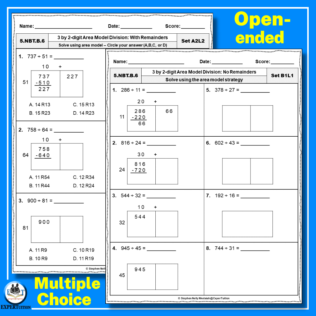 Practicing The Box Method For Multiplication B PDF Printable Number And Operations Worksheets Cazoom Math