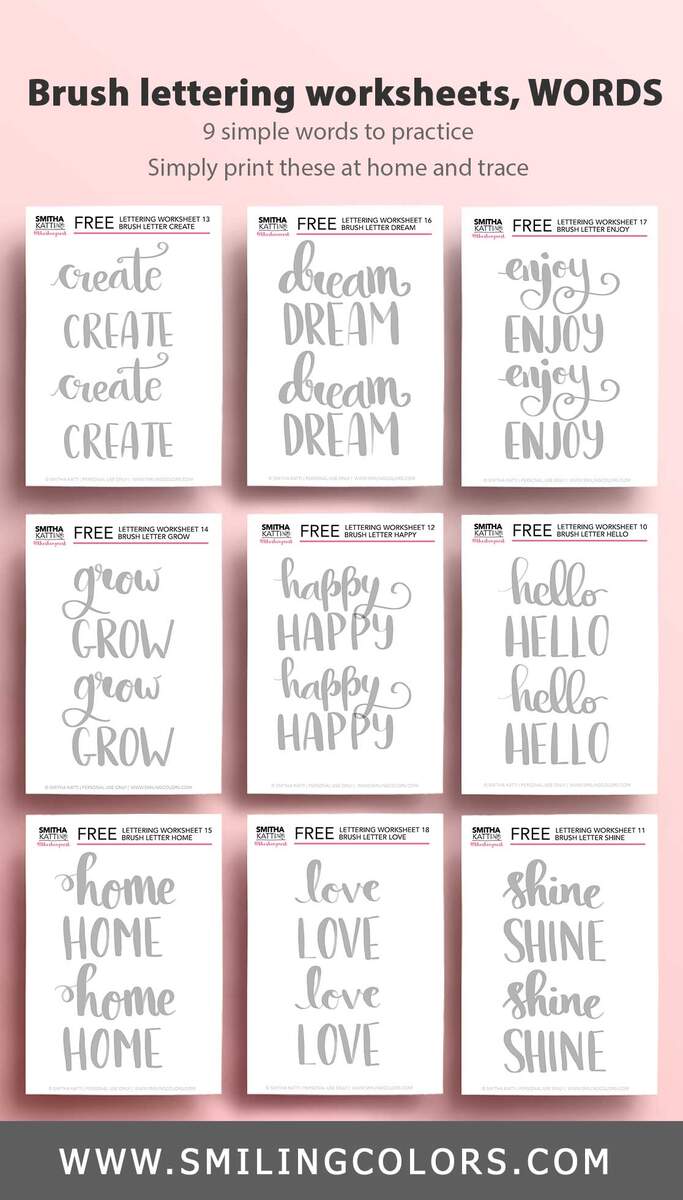 Free Brush Lettering Practice Sheets Lowercase Alphabet