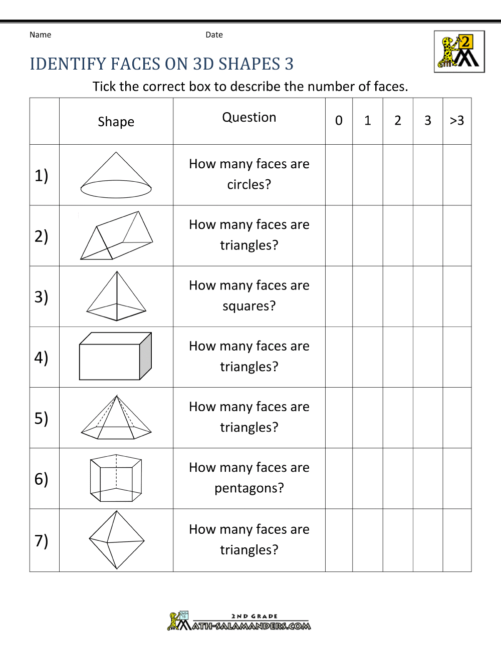 3d Shapes Worksheets 2nd Grade 3d Shapes Worksheets 2nd Grade