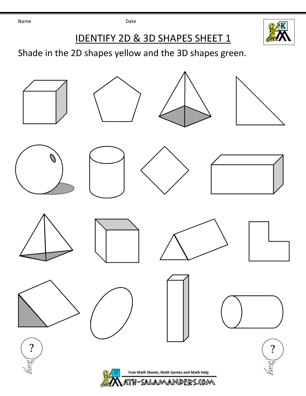 3d Shapes Worksheets 2D And 3D Shapes NO PREP Printable Worksheets Shapes And Attributes Fun Times In First