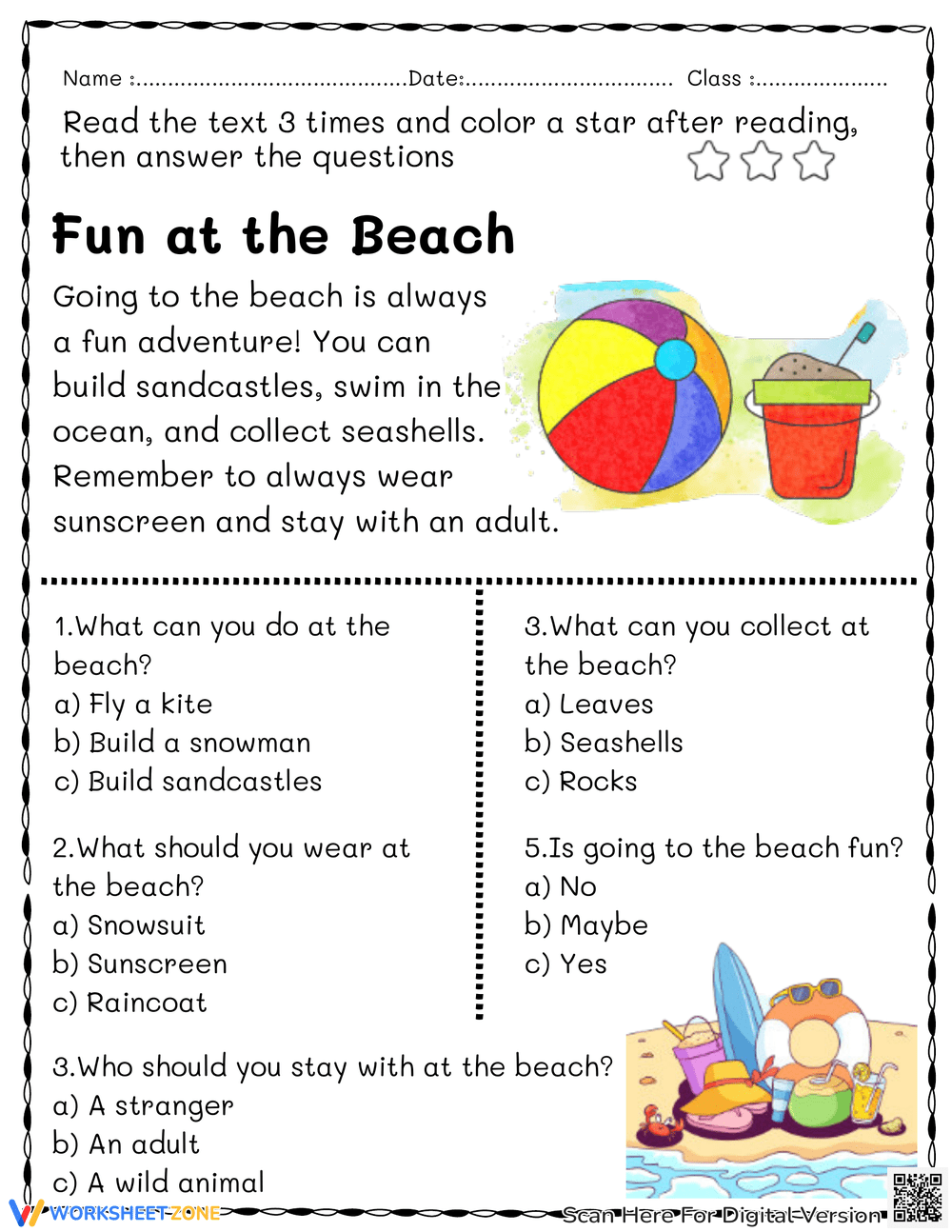 3rd Grade Level A Reading Comprehension Worksheets Printable
