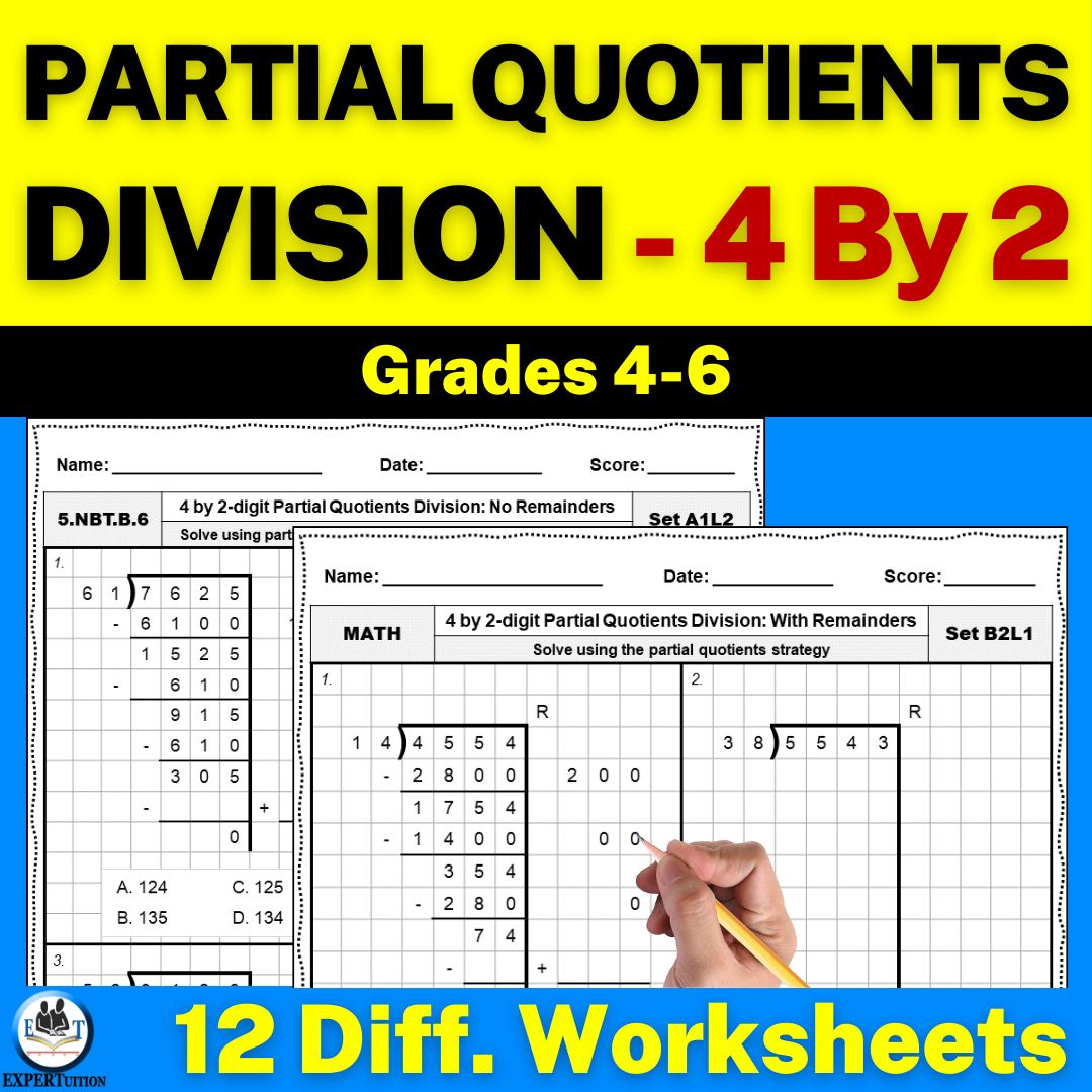 4 Digit By 2 Digit Partial Quotients Division Worksheets Made By Teachers