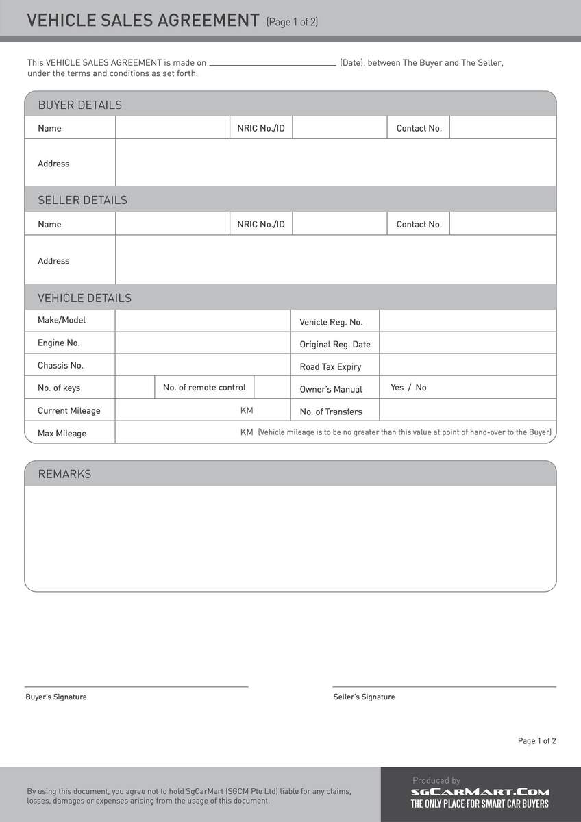 42 Printable Vehicle Purchase Agreement Templates Word PDF