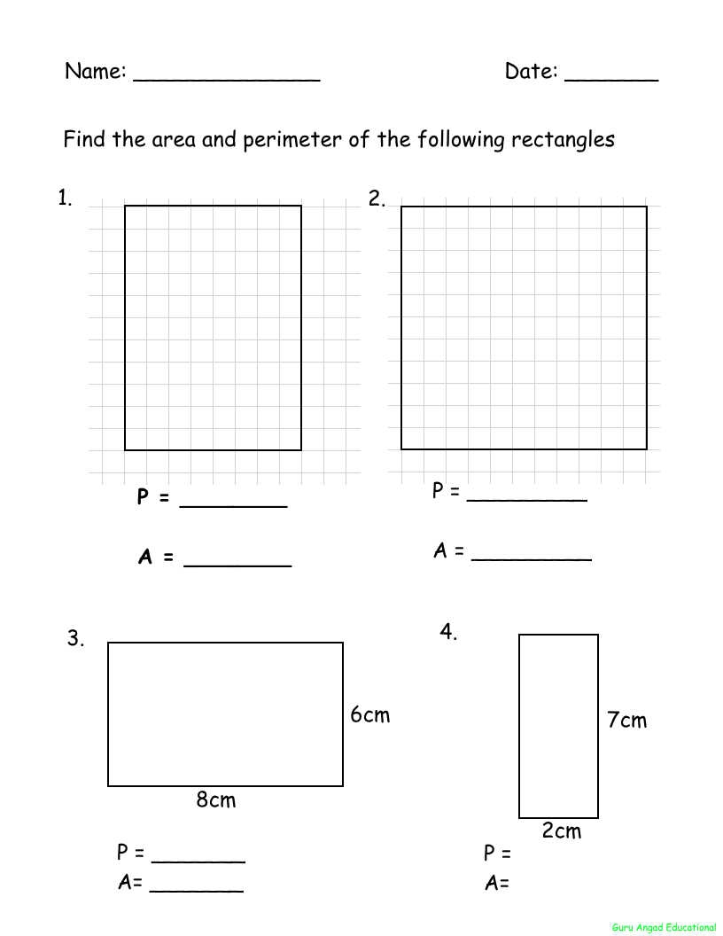 4TH GRADE MATH AREA AND PERIMETER OF A RECTANGLE WORKSHEETS Steemit