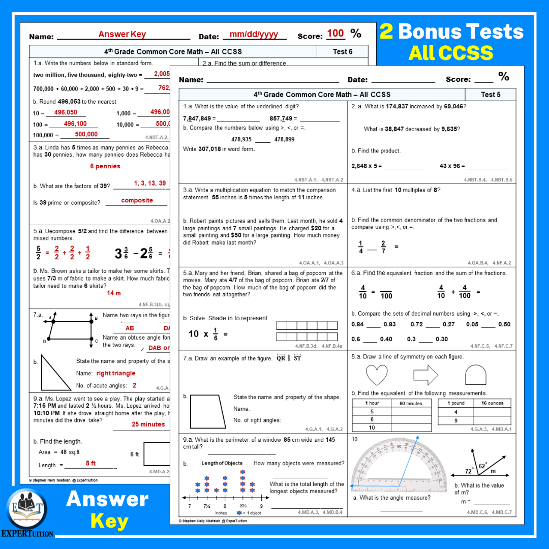 4th Grade Math Spiral Review Worksheets Quarter 3 Made By Teachers