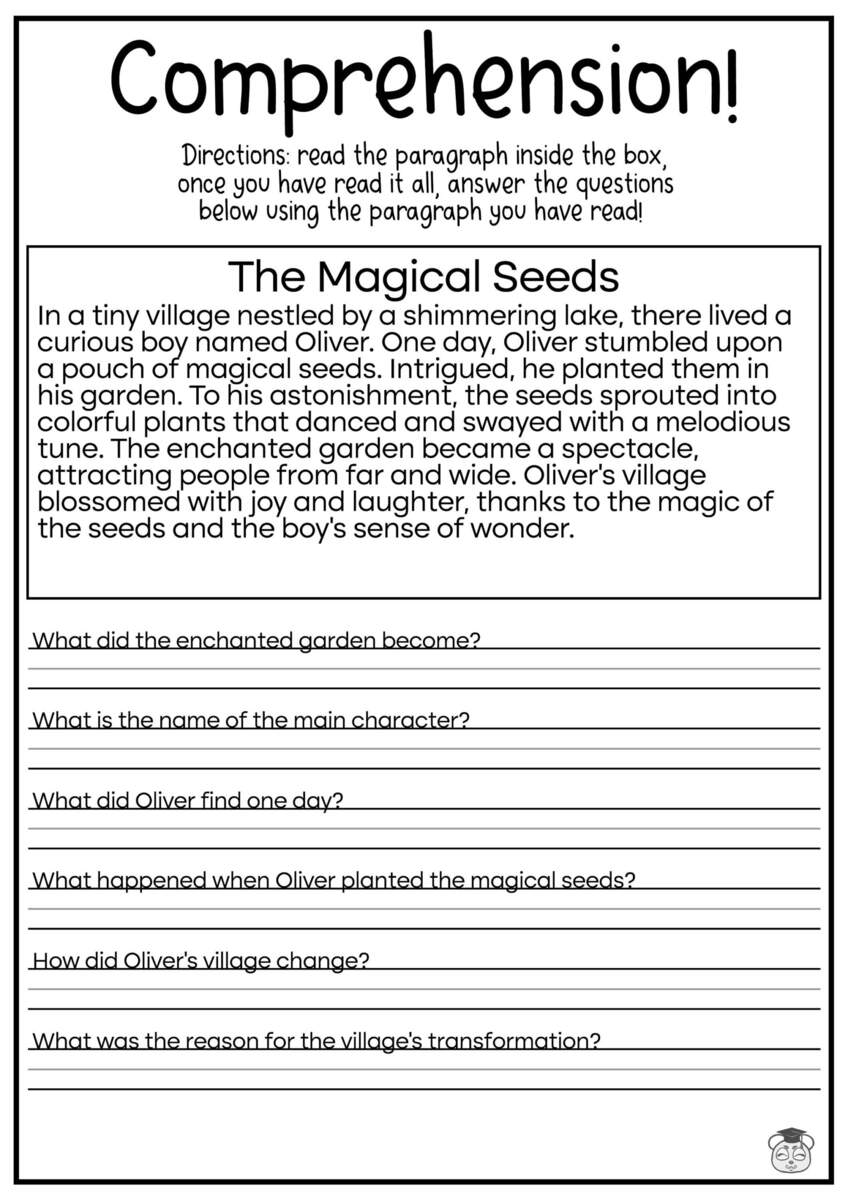 5 Printable Reading Comprehension English Worksheets Ages 4 7 KG1 To Grade 2 Etsy Denmark