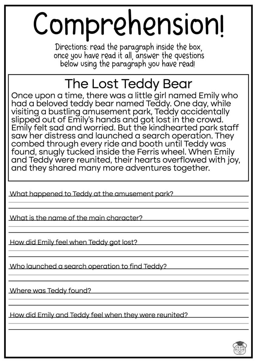 5 Printable Reading Comprehension English Worksheets Ages 4 7 KG1 To Grade 2 Etsy Denmark