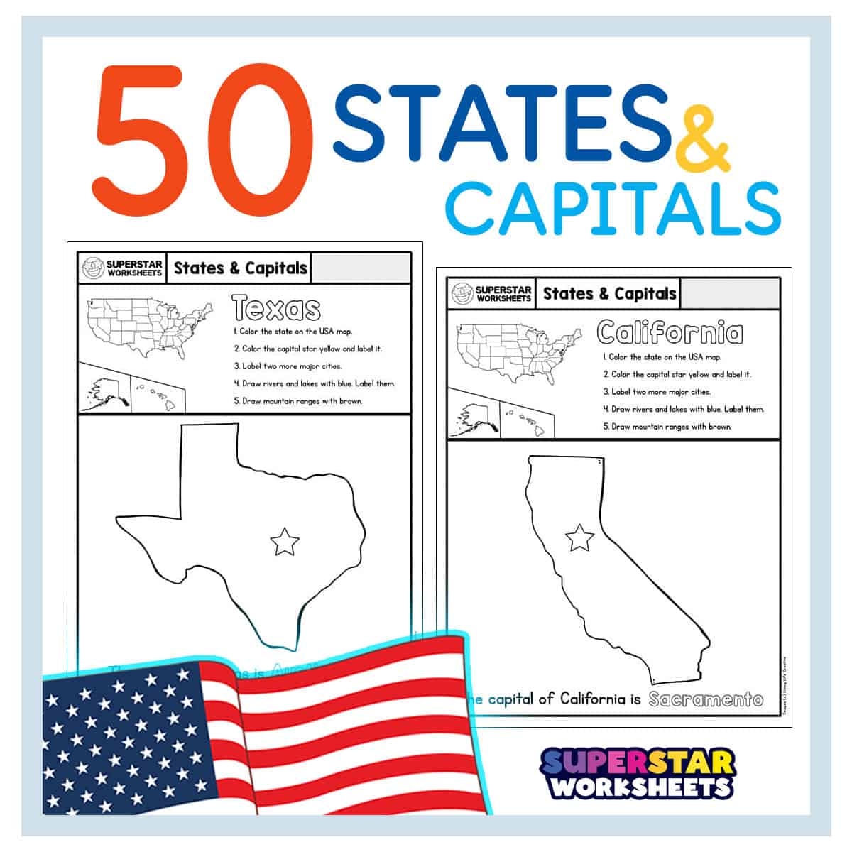 U S States Capitals Worksheets Test Sheets Maps U S Geography Made By Teachers
