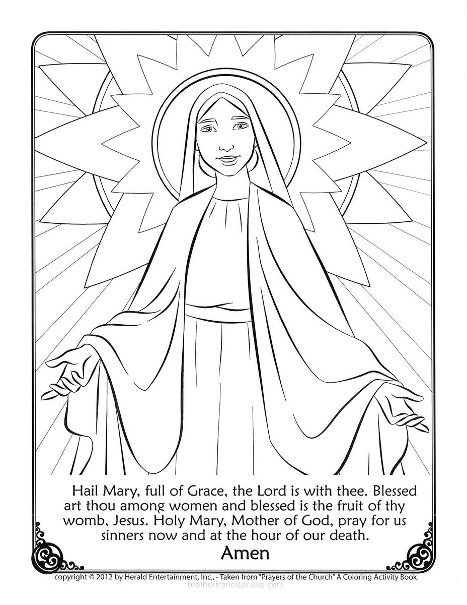 57 April And May Themes Ideas Hail Mary Prayer Coloring Page Hail Mary Coloring Page How To Pray The Rosary Printable Booklet
