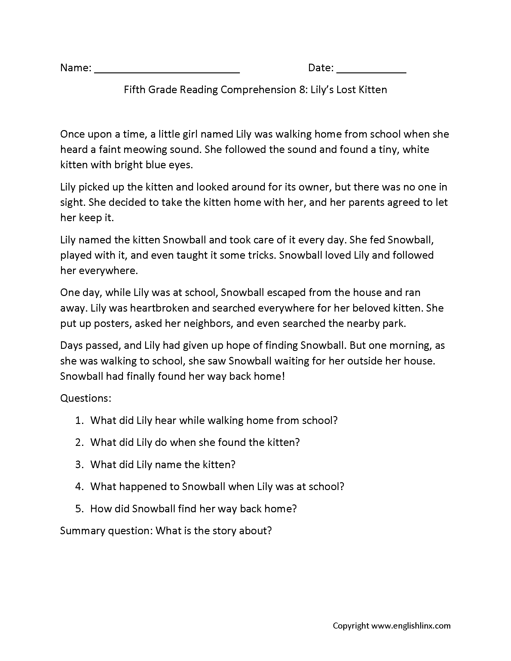 5 Printable Reading Comprehension English Worksheets Ages 4 7 KG1 To Grade 2 Etsy Denmark