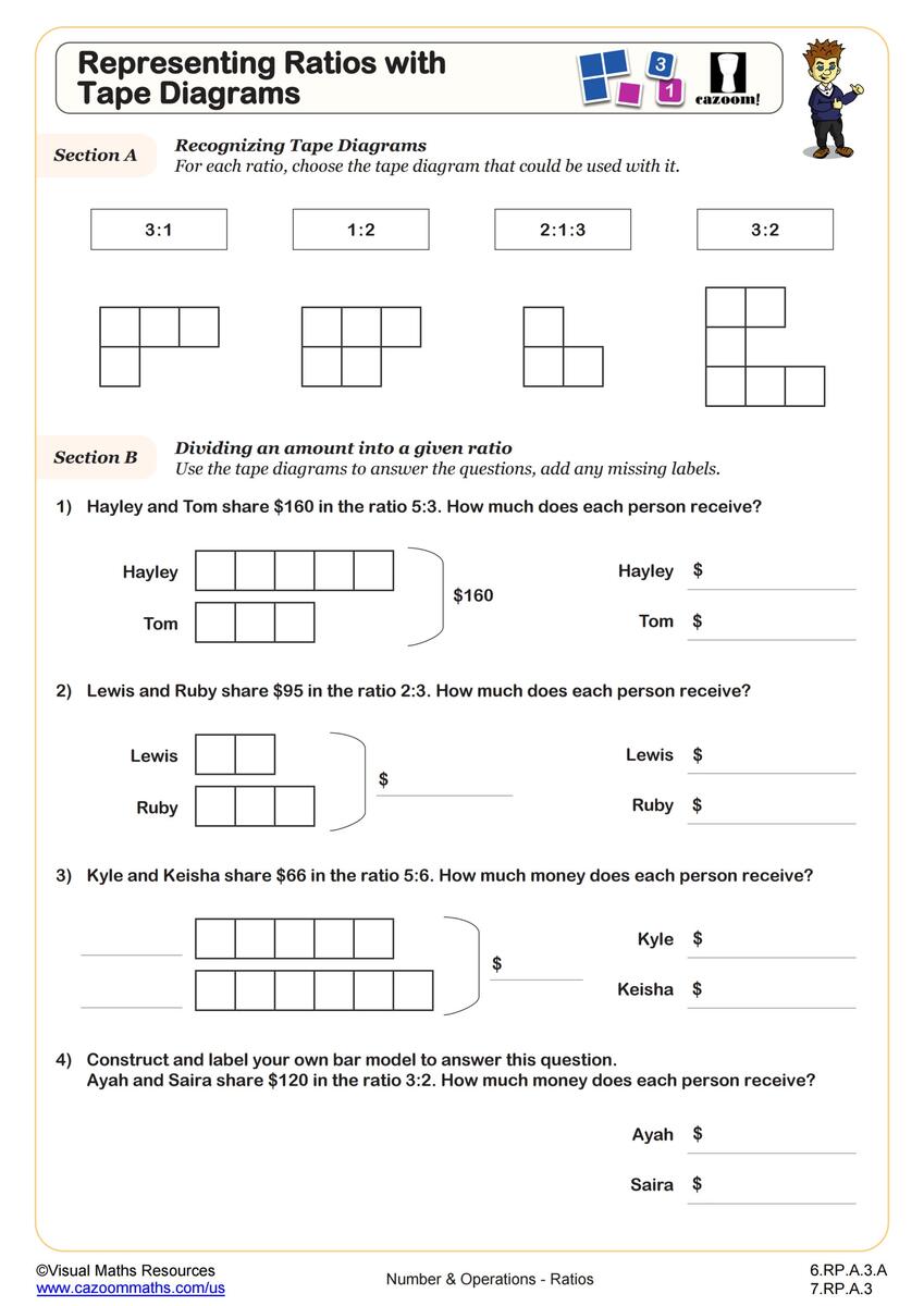 6 RP A 3 A Worksheets Printable 6th Grade Math Worksheets Cazoom Math