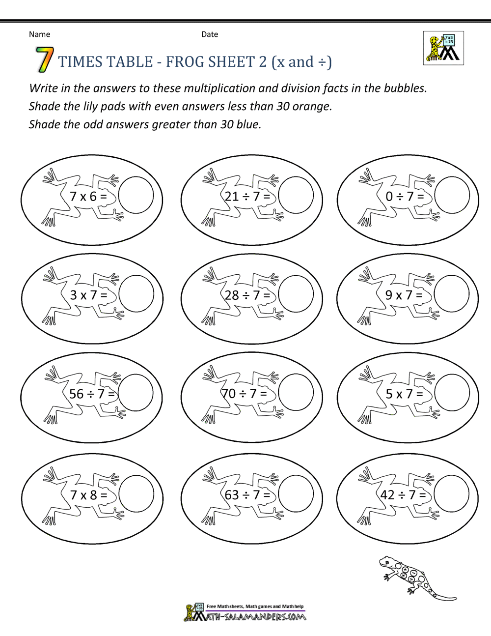 7 Times Table Worksheet Page 7 Times Table Worksheet Page
