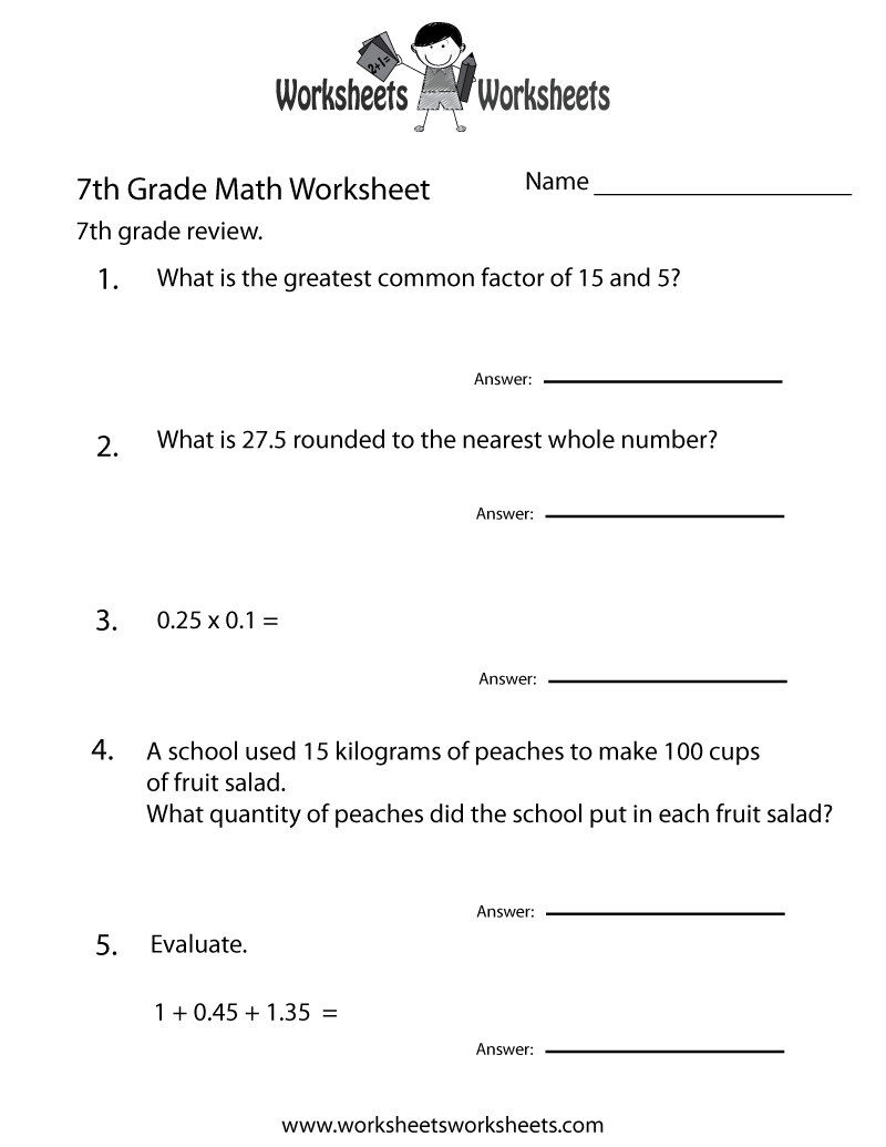 7th Grade Math Worksheets PDF Printable Worksheets Cazoom Math