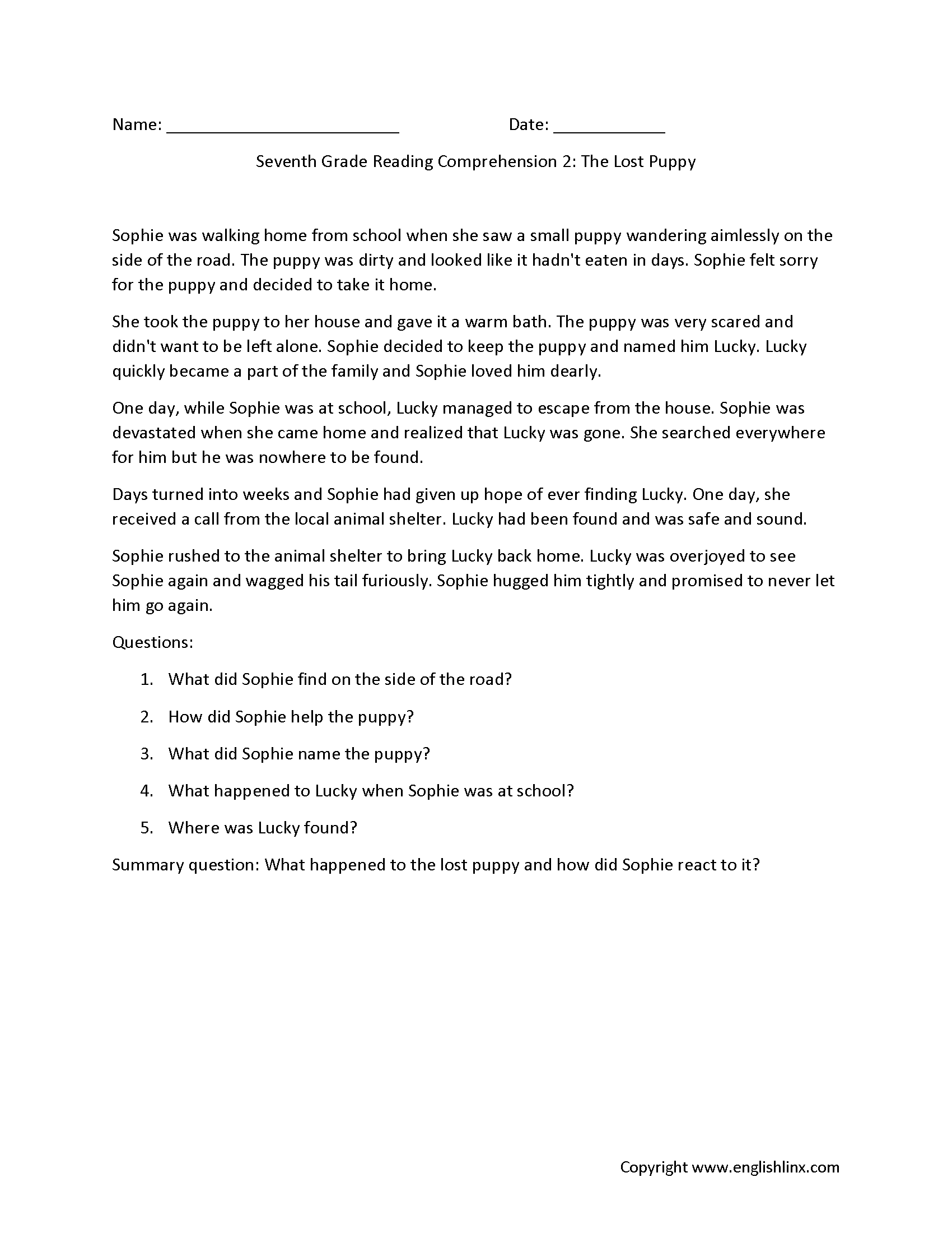 Reading Comprehension Worksheets Free Printable Practice For All Grades