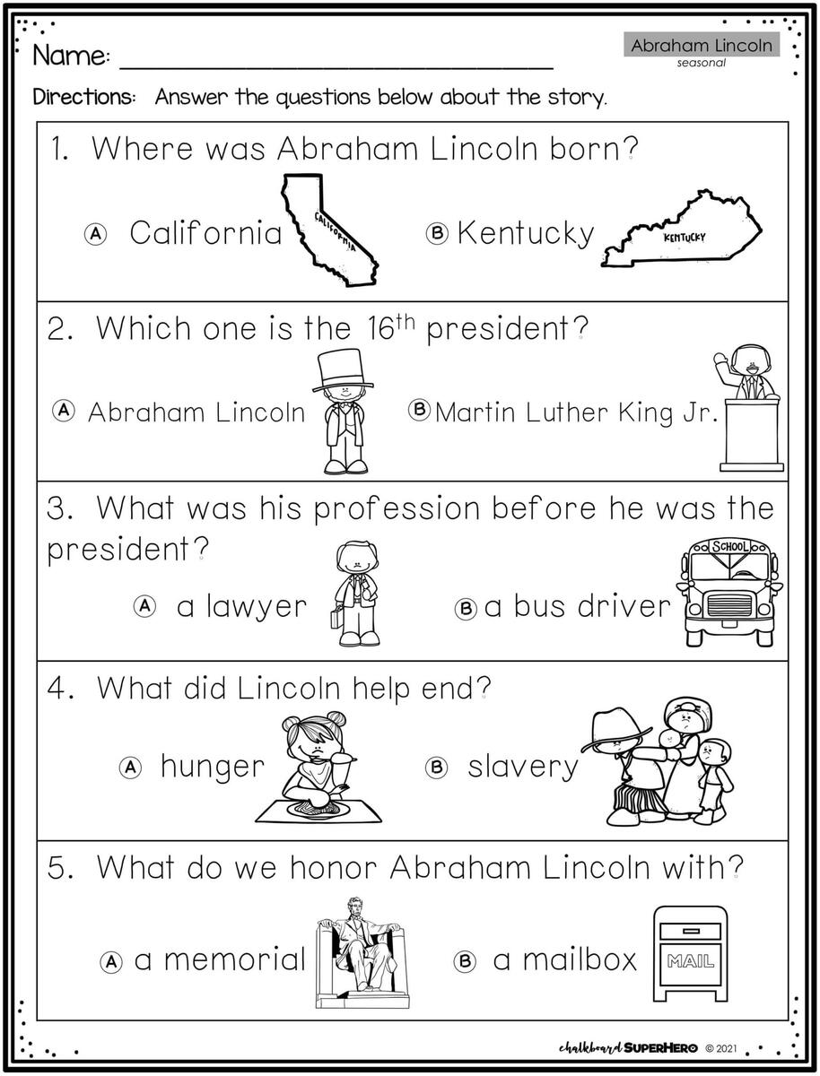 Adapted Book Unit Abraham Lincoln Printable And Digital Chalkboard Superhero