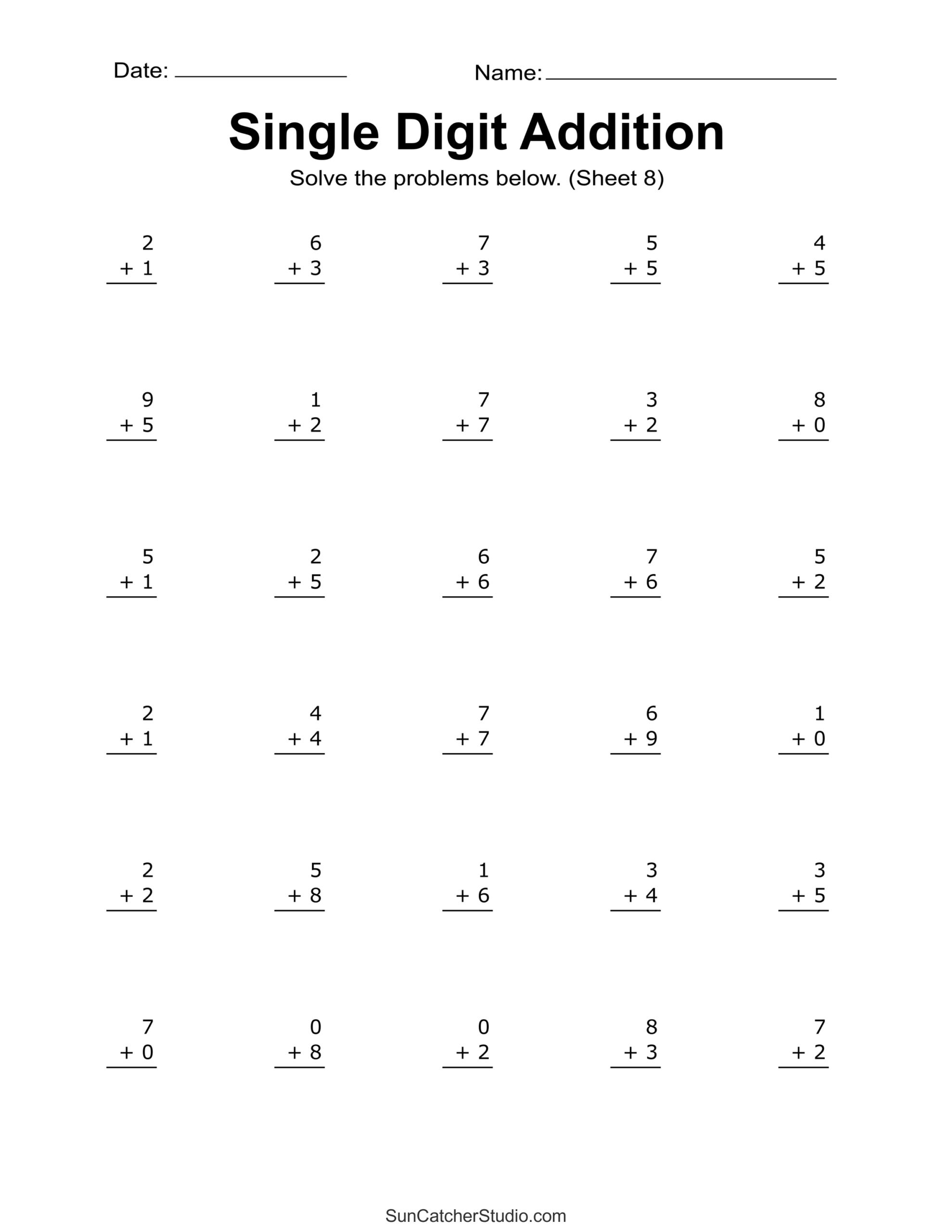 Adding 2 Digit Numbers Without Regrouping 20 Questions PDF Worksheets Library