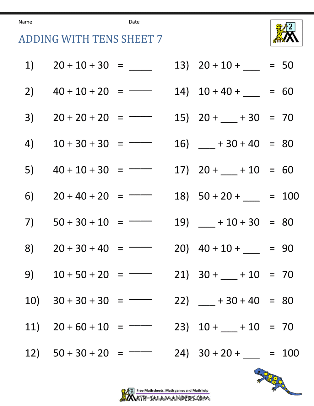 Adding Tens Adding Tens