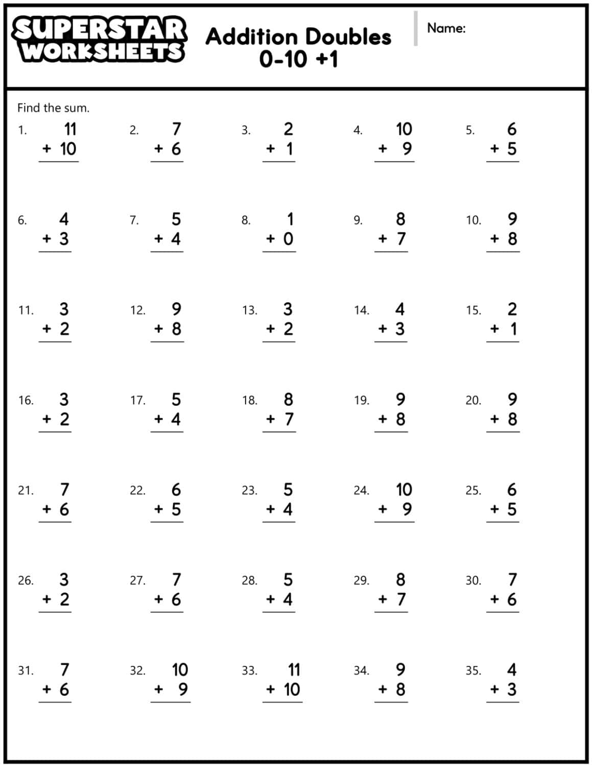 Addition Doubles 1 Worksheet FREE Printable Worksheets Worksheetfun