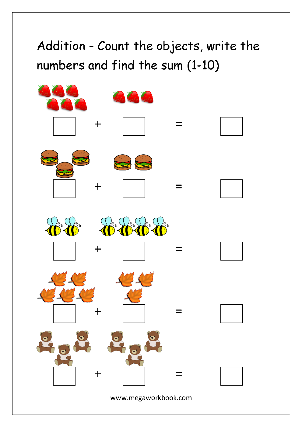 Addition Worksheets For Kindergarten Addition For Kindergarten Single Digit Addition Worksheets MegaWorkbook Addition Worksheets For Kindergarten Addition For Kindergarten Single Digit Addition Worksheets MegaWorkbook