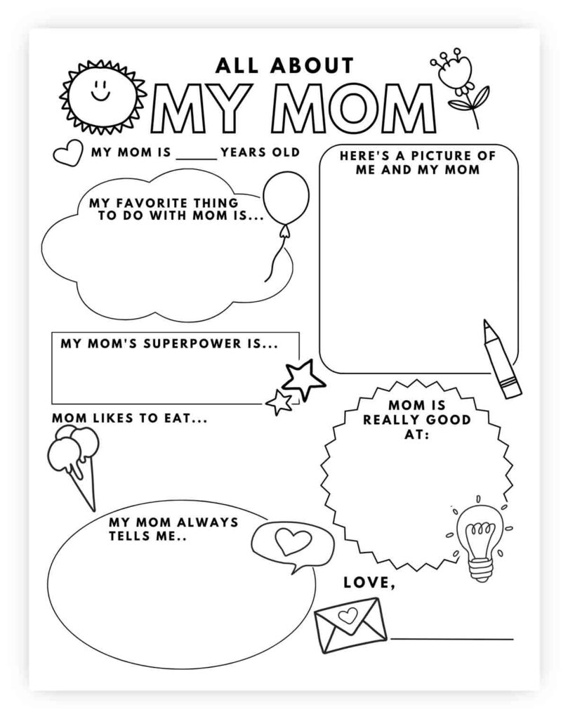 All About My Mom Printable Free Worksheet MindyMakes All About My Mom Printable Free Worksheet MindyMakes
