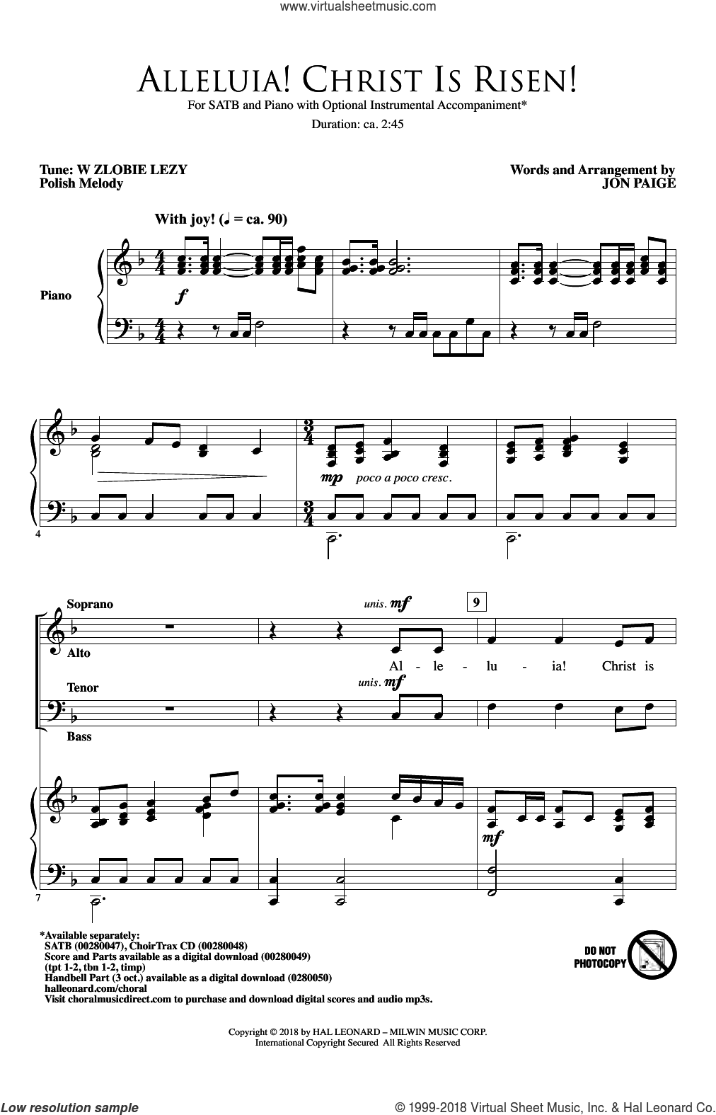 Alleluia Christ Is Risen Sheet Music For Choir SATB Soprano Alto Tenor Bass Alleluia Christ Is Risen Sheet Music For Choir SATB Soprano Alto Tenor Bass