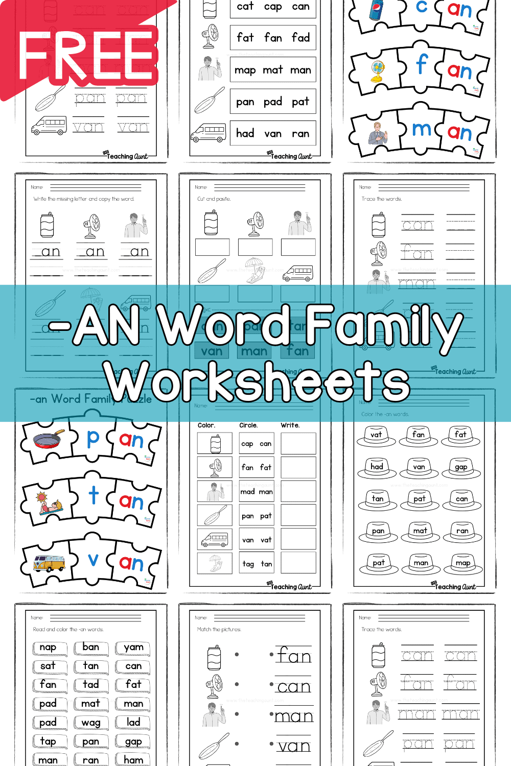 AN Word Family Worksheets The Teaching Aunt Free An Word Family Worksheets Teach Prints
