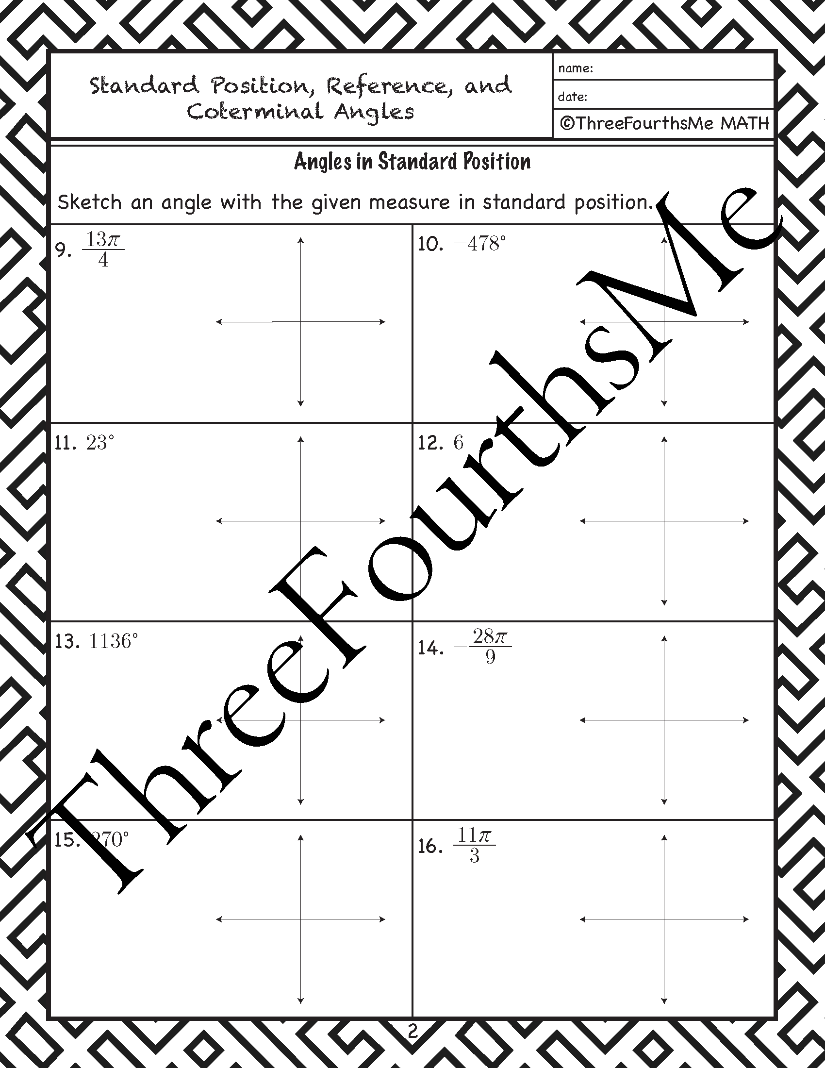 Angles In Standard Position Coterminal Angles And Reference Angles Homework By Teach Simple Angles In Standard Position Coterminal Angles And Reference Angles Homework By Teach Simple