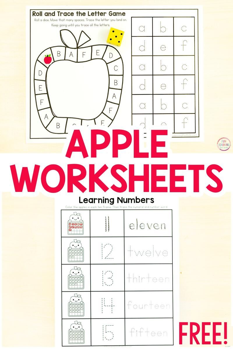 FREE Printable Apple And Apple Seed Counting Worksheets