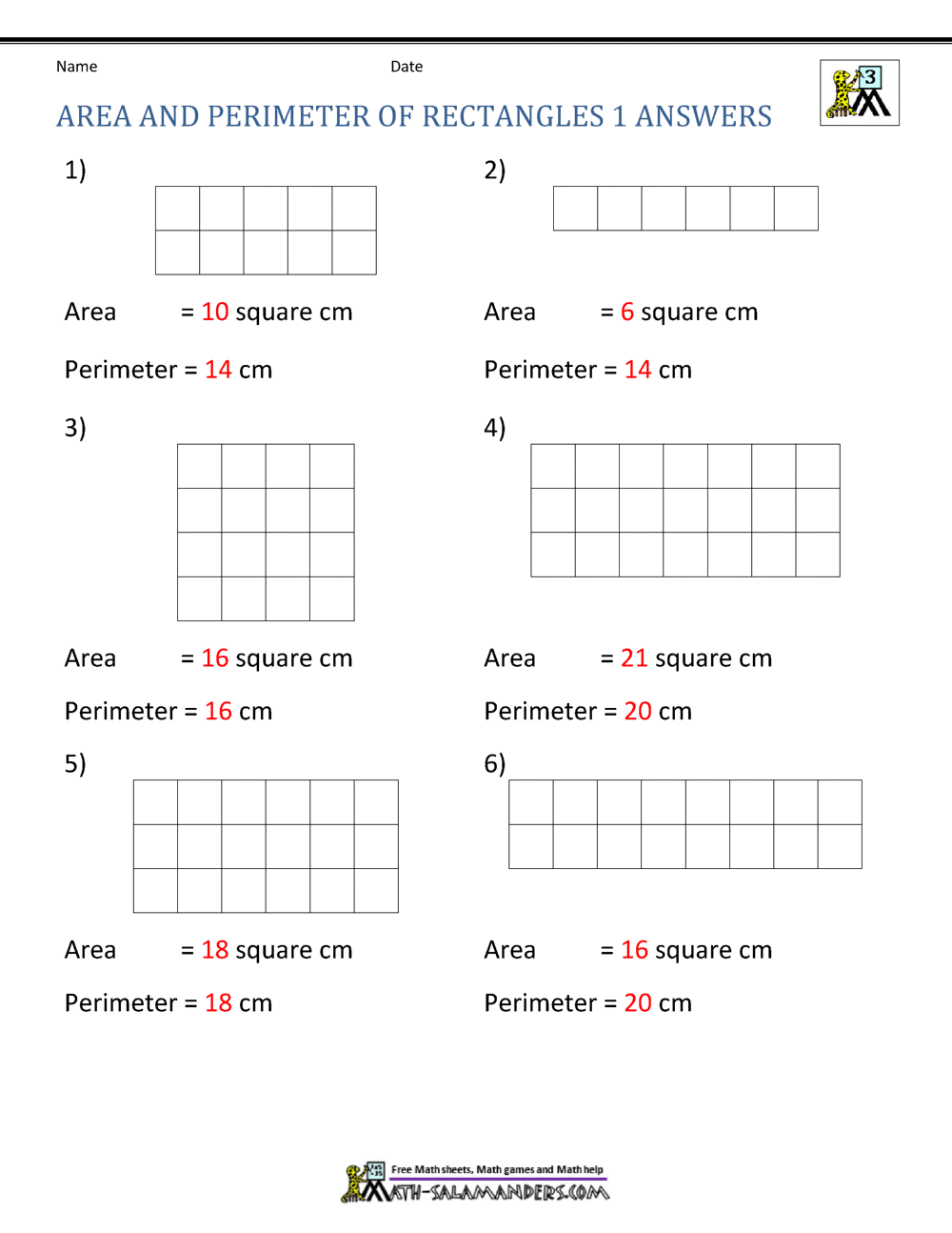 Area And Perimeter Of Mixed Shapes K12 Math Worksheets