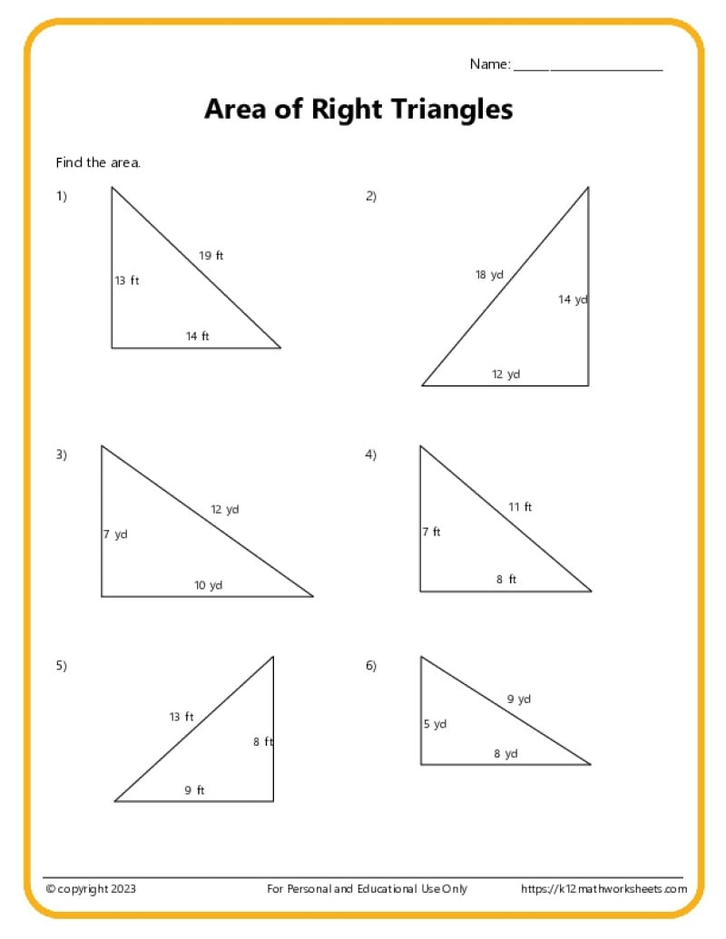 Area And Perimeter Of Triangles K12 Math Worksheets